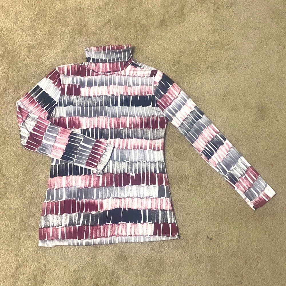 MADE By JOHNNY Long Sleeve Turtleneck Contrast Red/Black/Gray/White